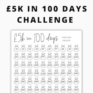 5k in 100 dagen besparingstracker, afdrukbare tracker, uitdagingstracker, budgetplanner, budgetsjabloon, besparingsuitdaging, besparingen afdrukbaar