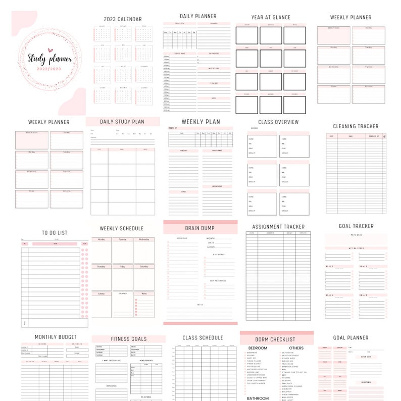 ADHD College Student Planner Printable Student Planner Pack Etsy