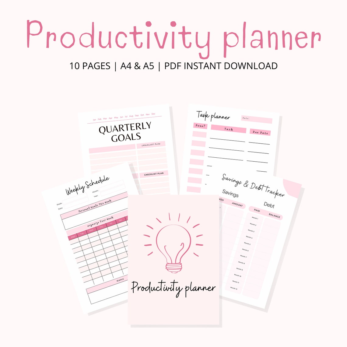 Productivity Planner Printable Printable Productivity - Etsy
