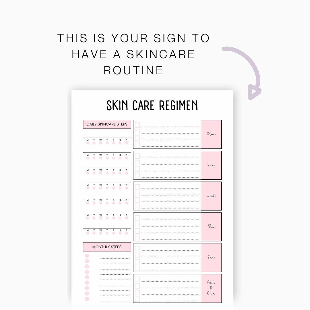 Skin Care Routine Printable, Skin Care Routine Tracker, Skincare ...