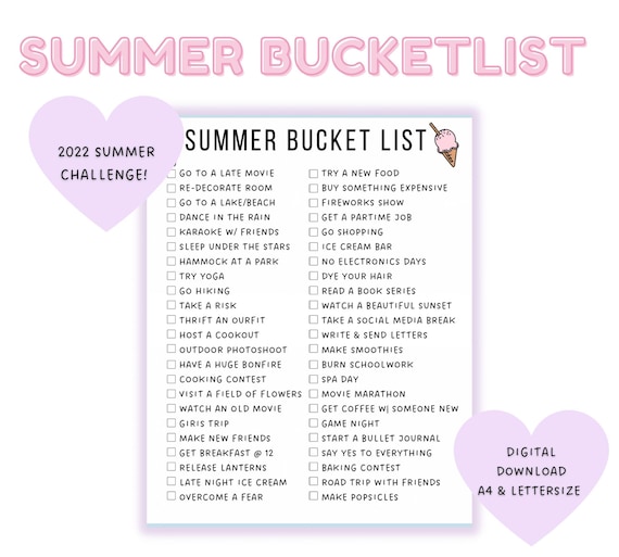 Summer Bucket List Ideas Summer Bucket List Challenge 2022 Etsy