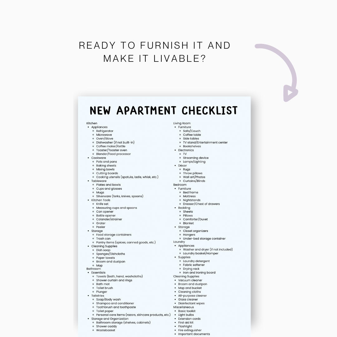 New Apartment Checklist, First Apartment Essentials, New Home Must ...