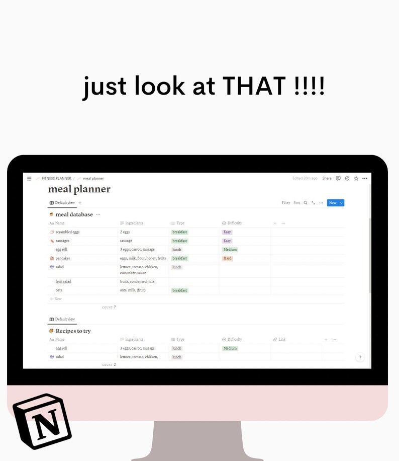 Notion Fitness Planner, Aesthetic Notion Template Fitness Tracker