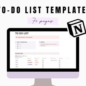 To do list Notion template, digital to do list, editable and fillable to do list, task checklist, aesthetic notion to do list template