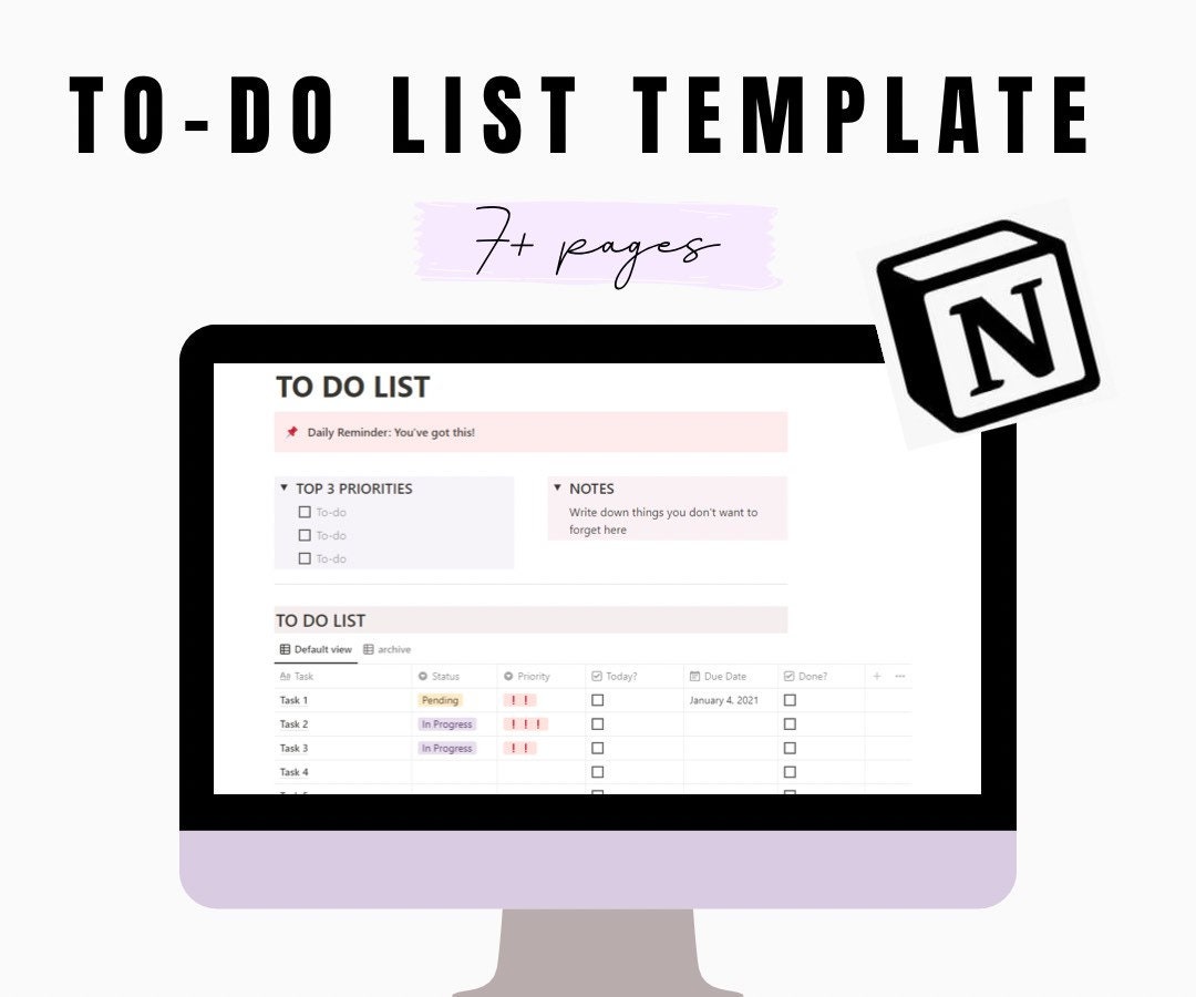 To Do List Notion Template, Digital to Do List, Editable and Fillable To Do List Notion Template, Digital to Do List, Editable and Fillable