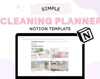 Cleaning schedule notion template, digital cleaning planner, stay at home mom cleaning checklist, household management digital planner