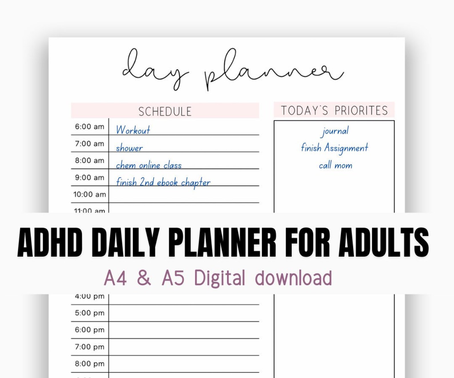 ADHD Daily Planner Adhd Planner for Adults Adhd Day Planner Etsy UK