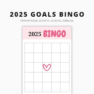 Carte de bingo pour 2025, carte de bingo des objectifs pour 2025, tableau de visualisation, modèle de fixation d'objectifs, kit de manifestation, feuille de bingo pour la vie de ses rêves, résolutions du nouvel an