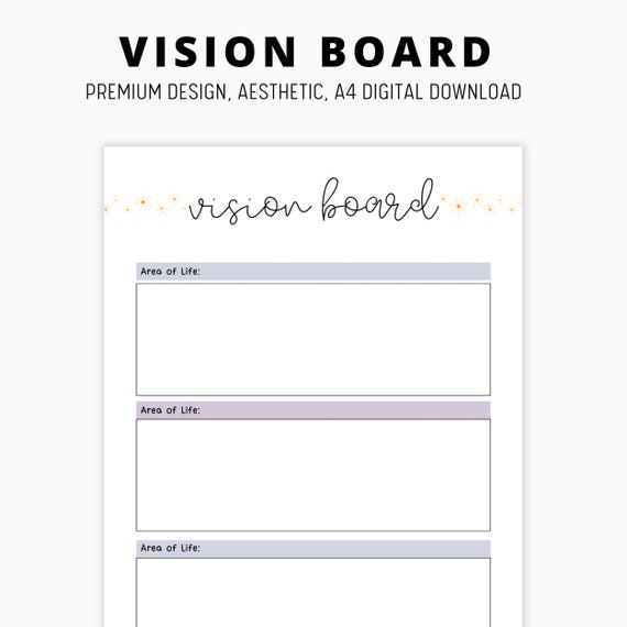 Printable Vision Board, Vision Board Template, 2024 Dream Life Planner ...