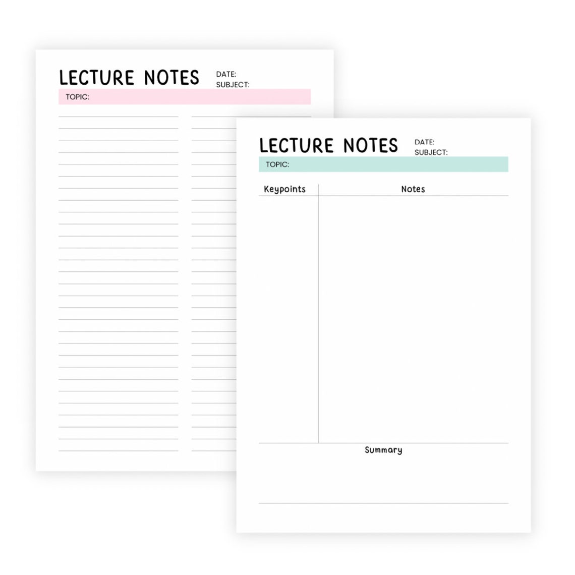Lecture Notes, Printable Lecture Notes, Note Taking, Student Notes ...