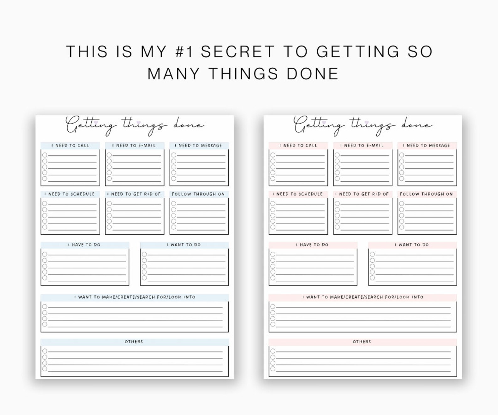 Getting Things Done Printable, Task Organizer, GTD Inbox, GTD Planner
