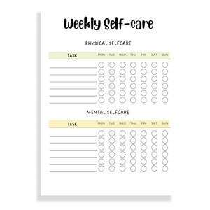 Self Care checklist, Self-care tracker, printable self care journal, self care challenge, self-care planner, wellness planner A4 A5 PDF image 2