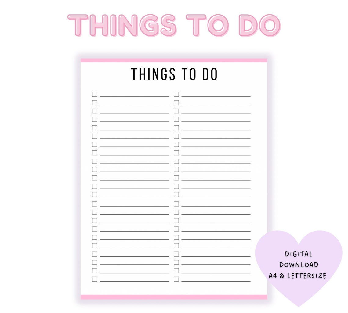 Things to Do Printable to Do List Blank to Do List Things - Etsy
