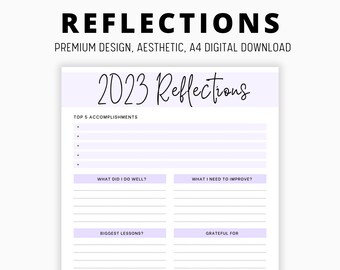 2023 End of year reflection, 2023 year in review, 2023 reflection and accomplishments template, monthly reset , annual review, new year