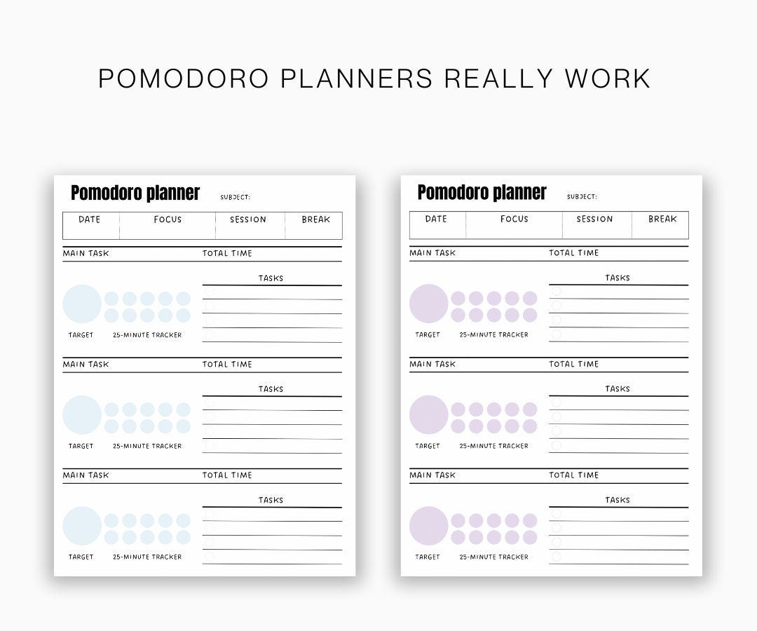 Pomodoro Planner Printable, Pomodoro Technique Planner, Pomodoro Timer ...