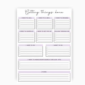 Getting things done printable, task organizer, GTD inbox, GTD planner, GTD printable, gtd inserts, time blocking productivity planner image 4