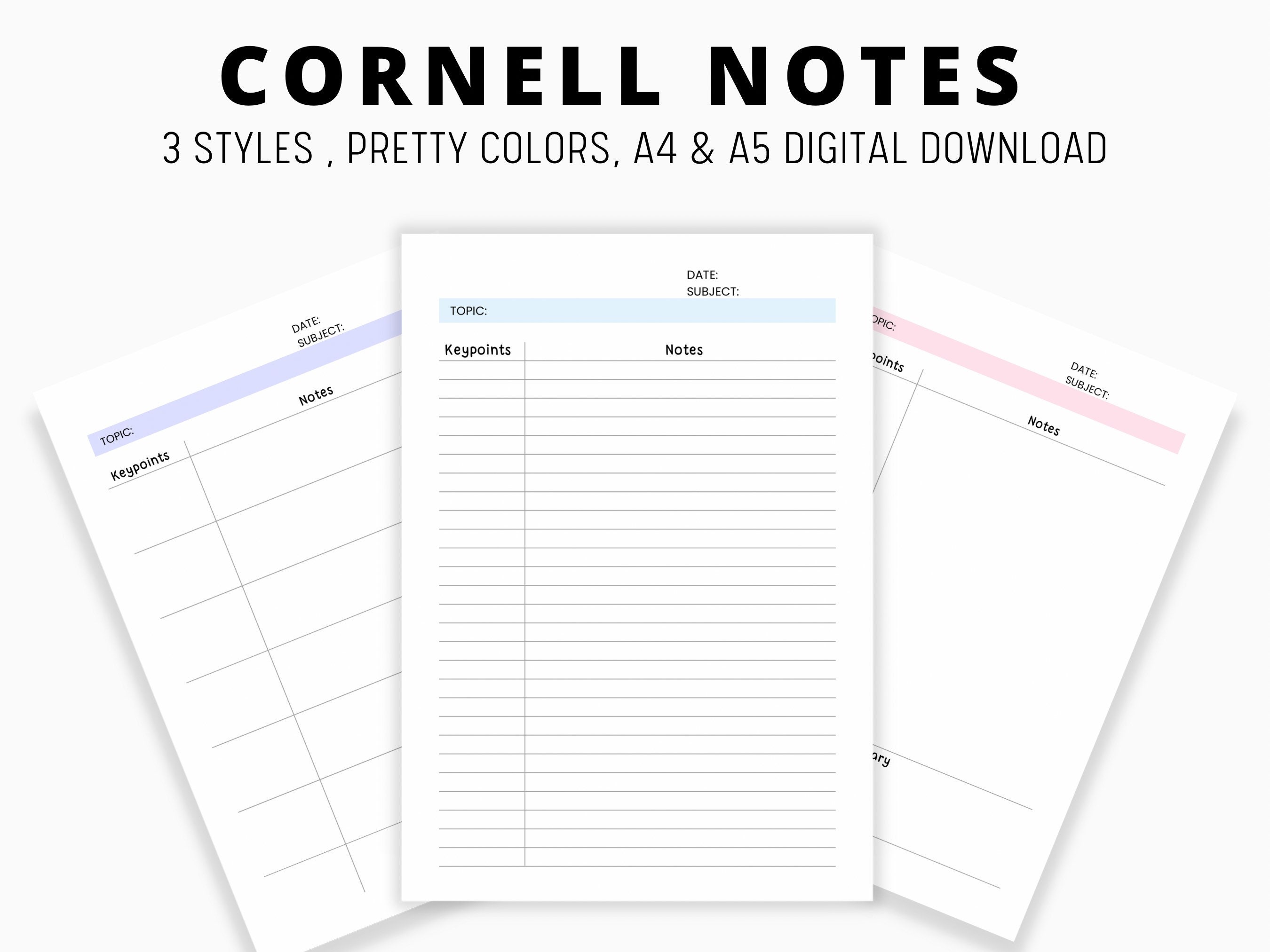 Cornell Notes Method, Printable Cornell Notes Template, Blank Cornell ...