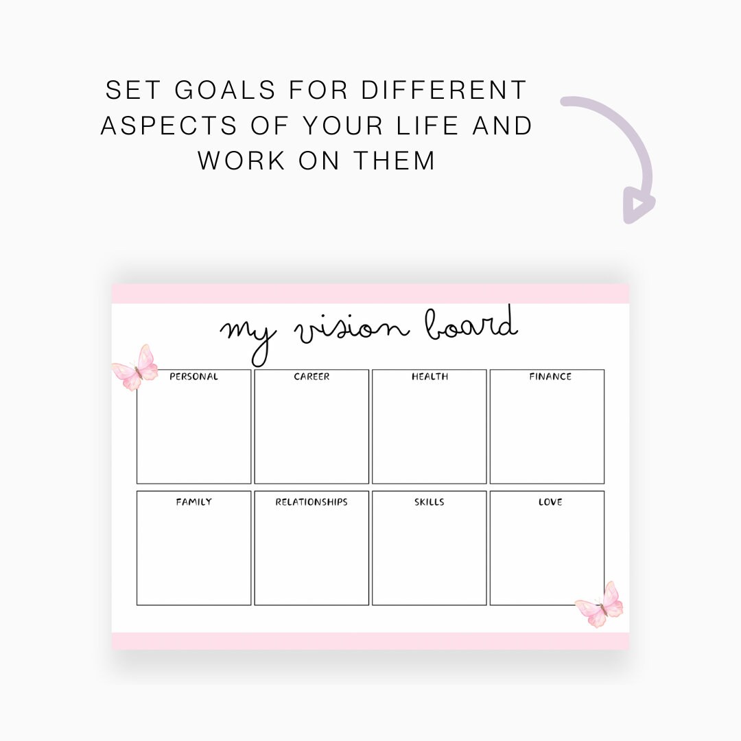 Printable Vision Board, Vision Board Template, 2024 Dream Life Planner ...