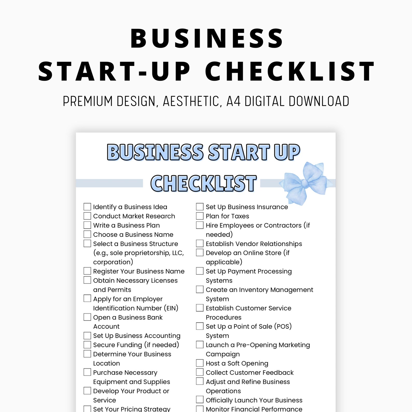 Small Business Start up Launch Checklist , Start a Small Business to Do ...