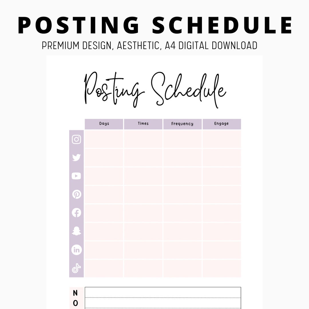 Posting schedule social media weekly content planner content