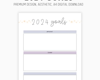 2024 goals, Printable vision board, 2024 dream life plans, life reset planner,self discovery plan, manifesting kit, manifesting board PDF