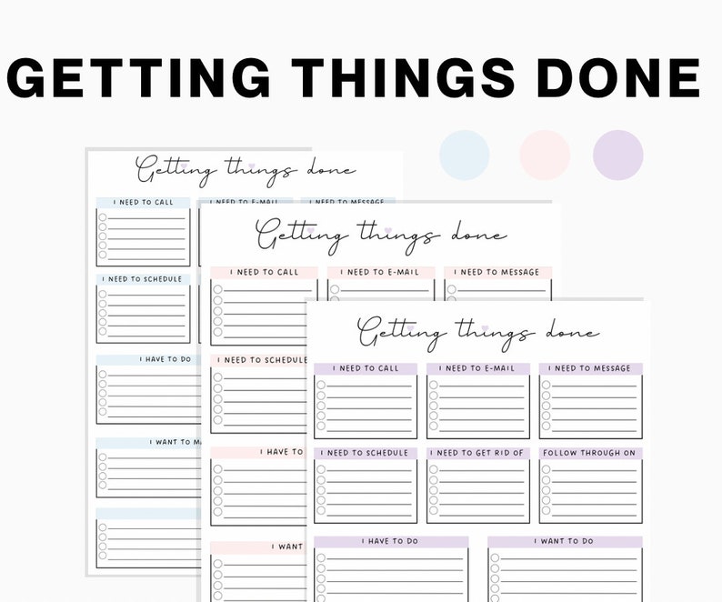 Getting things done printable, task organizer, GTD inbox, GTD planner, GTD printable, gtd inserts, time blocking productivity planner image 7