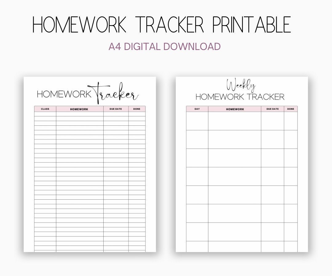 Weekly Homework Planner Template
