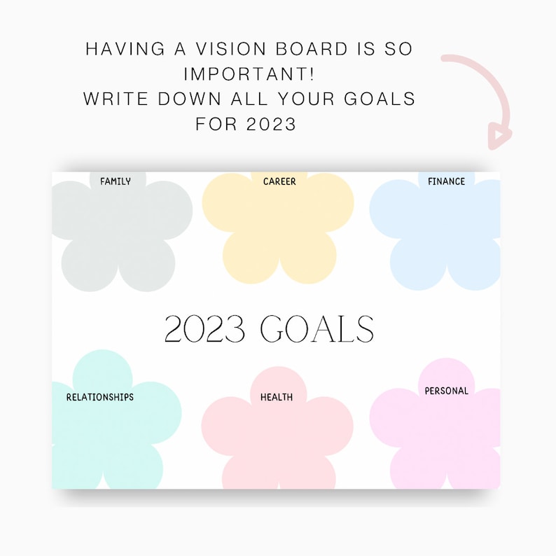 Printable Vision Board, Vision Board Template, 2023 Dream Life Planner