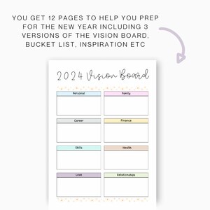 2024 goals, Printable vision board, 2024 dream life plans, life reset planner,self discovery plan, manifesting kit, manifesting board PDF image 3