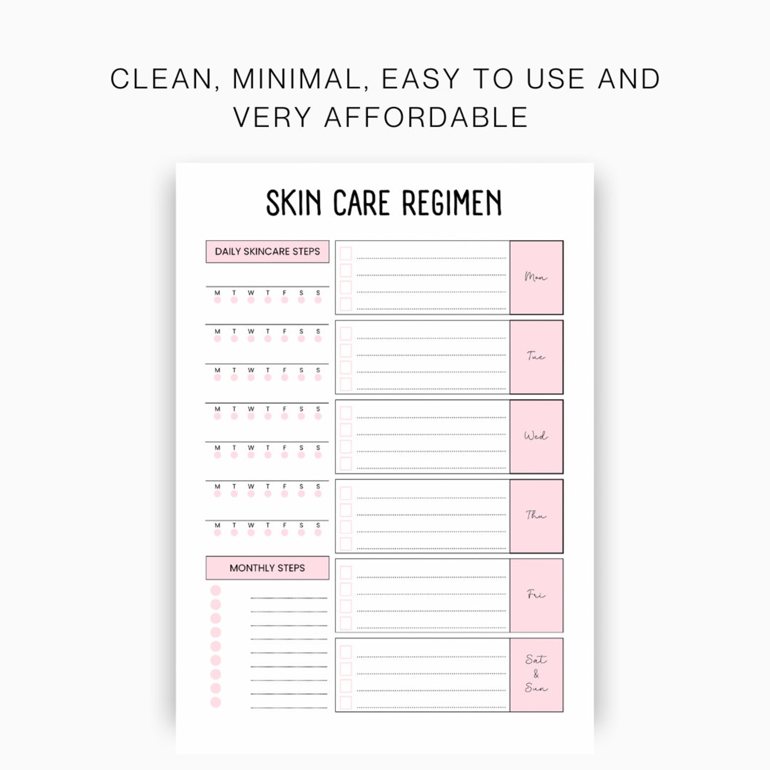 Skin Care Routine Printable, Skin Care Routine Tracker, Skincare ...