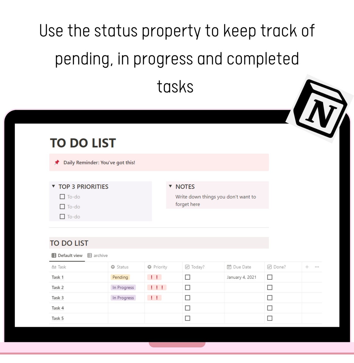 To Do List Notion Template, Digital to Do List, Editable and Fillable ...