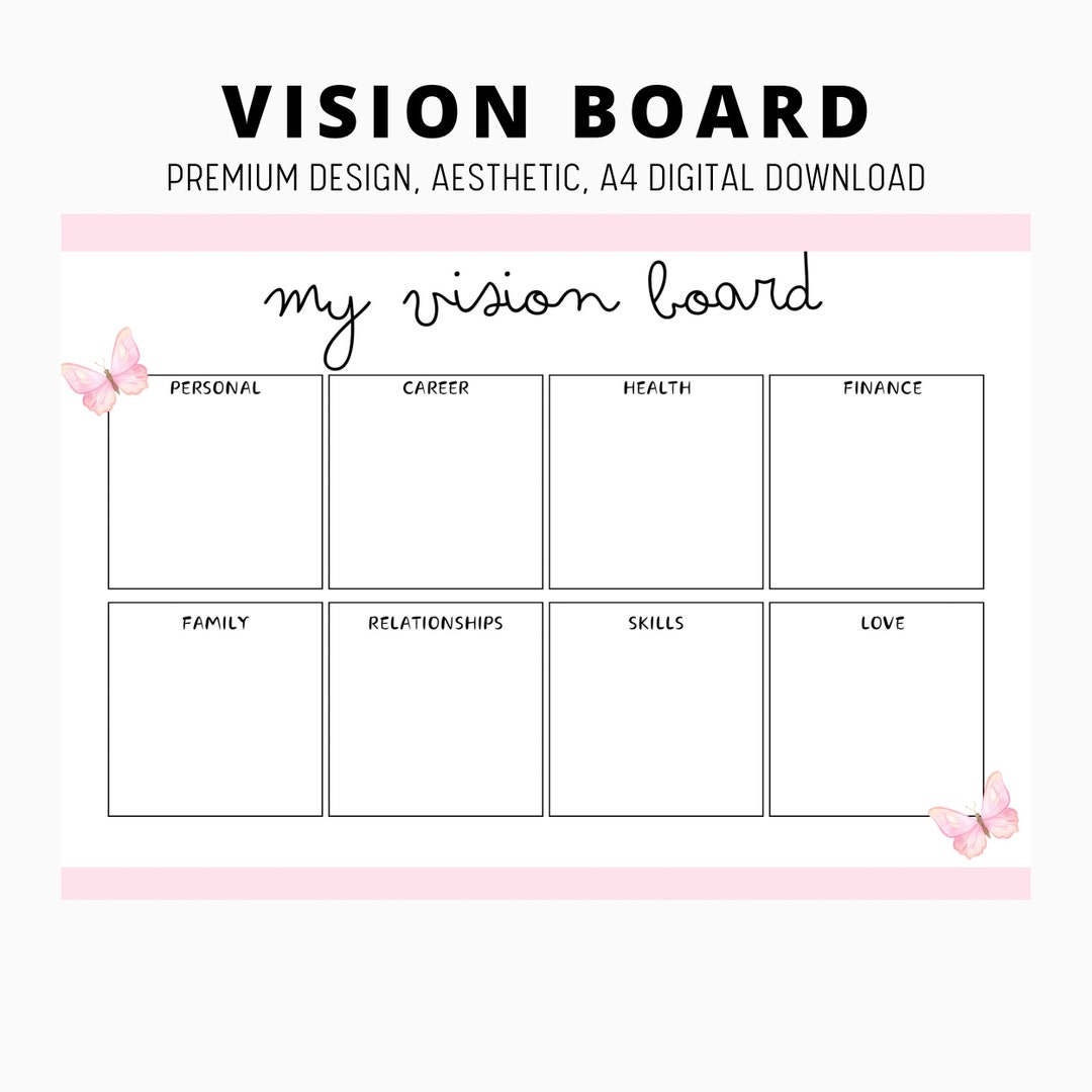 Printable Vision Board, Vision Board Template, 2024 Dream Life Planner ...