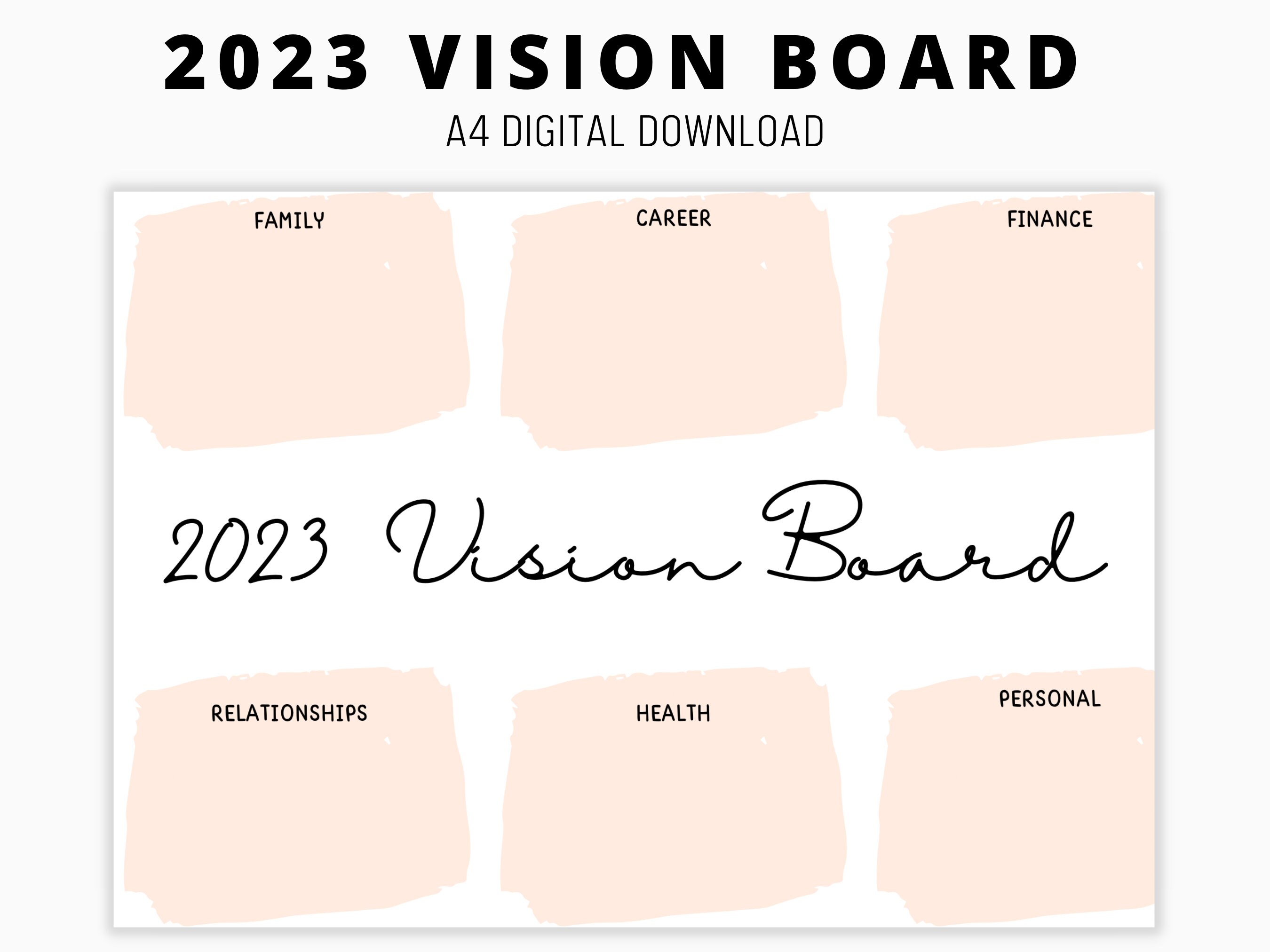 Printable Vision Board, Vision Board Template, 2023 Dream Life Planner