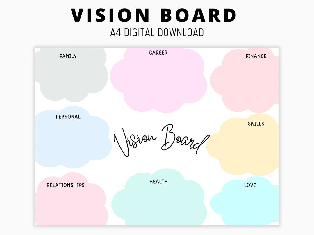 Printable Vision Board, Vision Board Template, 2023 Dream Life Planner,  Goal Setting Vision Board, Manifesting Kit, Manifesting Board PDF A4 