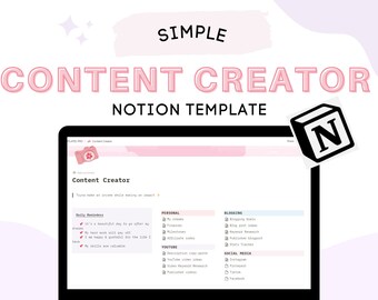 Notion content creator planner, social media planner, notion template for influencers, content planner,simple notion dashboard for creatives