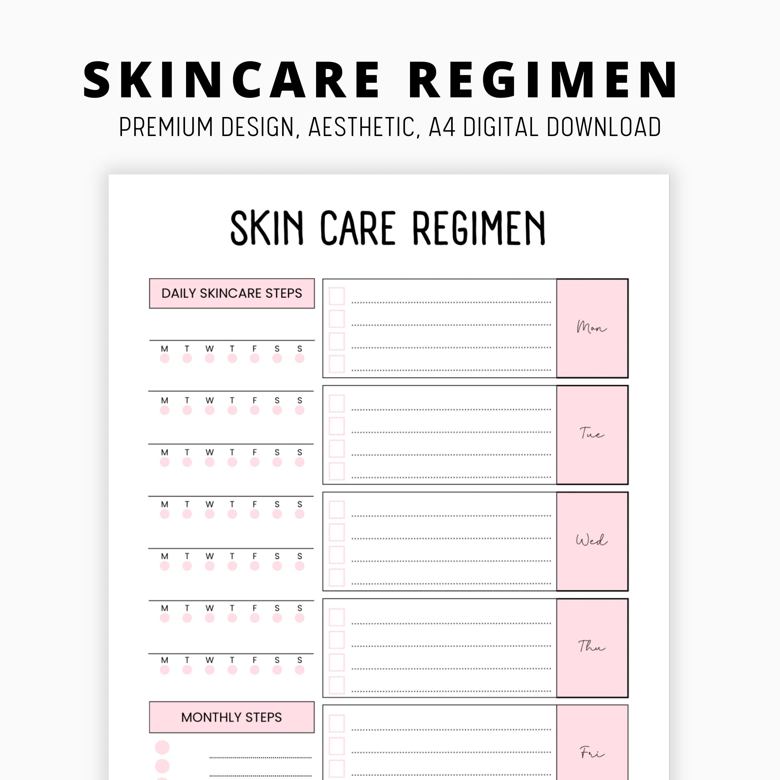 Skin Care Routine Printable, Skin Care Routine Tracker, Skincare ...