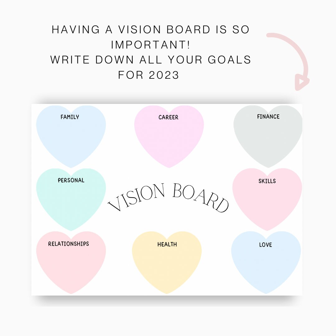 Printable Vision Board, Vision Board Template, 2023 Dream Life Planner ...