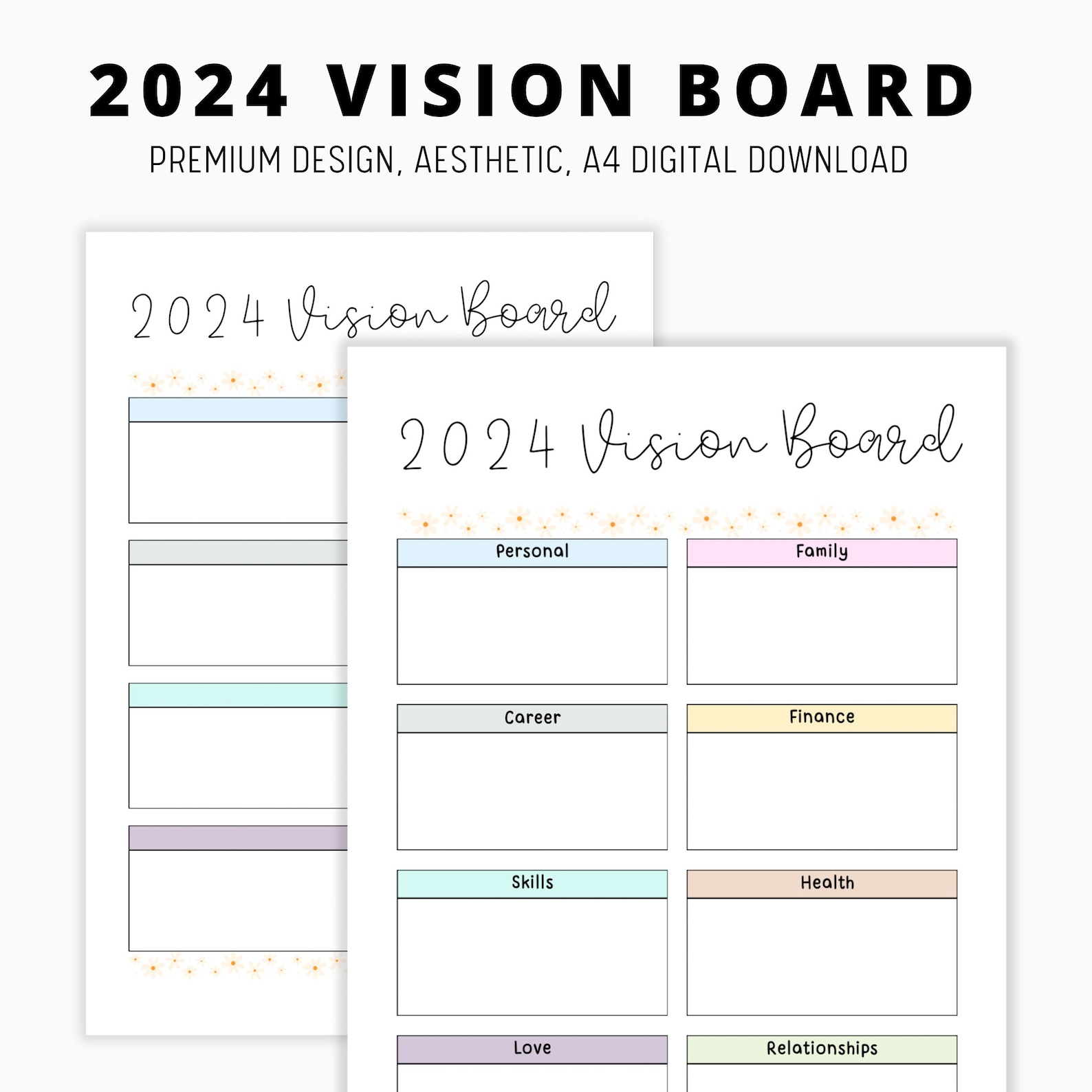 Printable Vision Board, Vision Board Template, 2024 Dream Life Planner ...