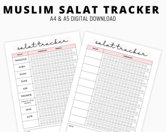 Salah tracker, muslim habit tracker, muslim prayers, salah chart, Islamic tracker, salah planner, Islamic journal, muslim planner