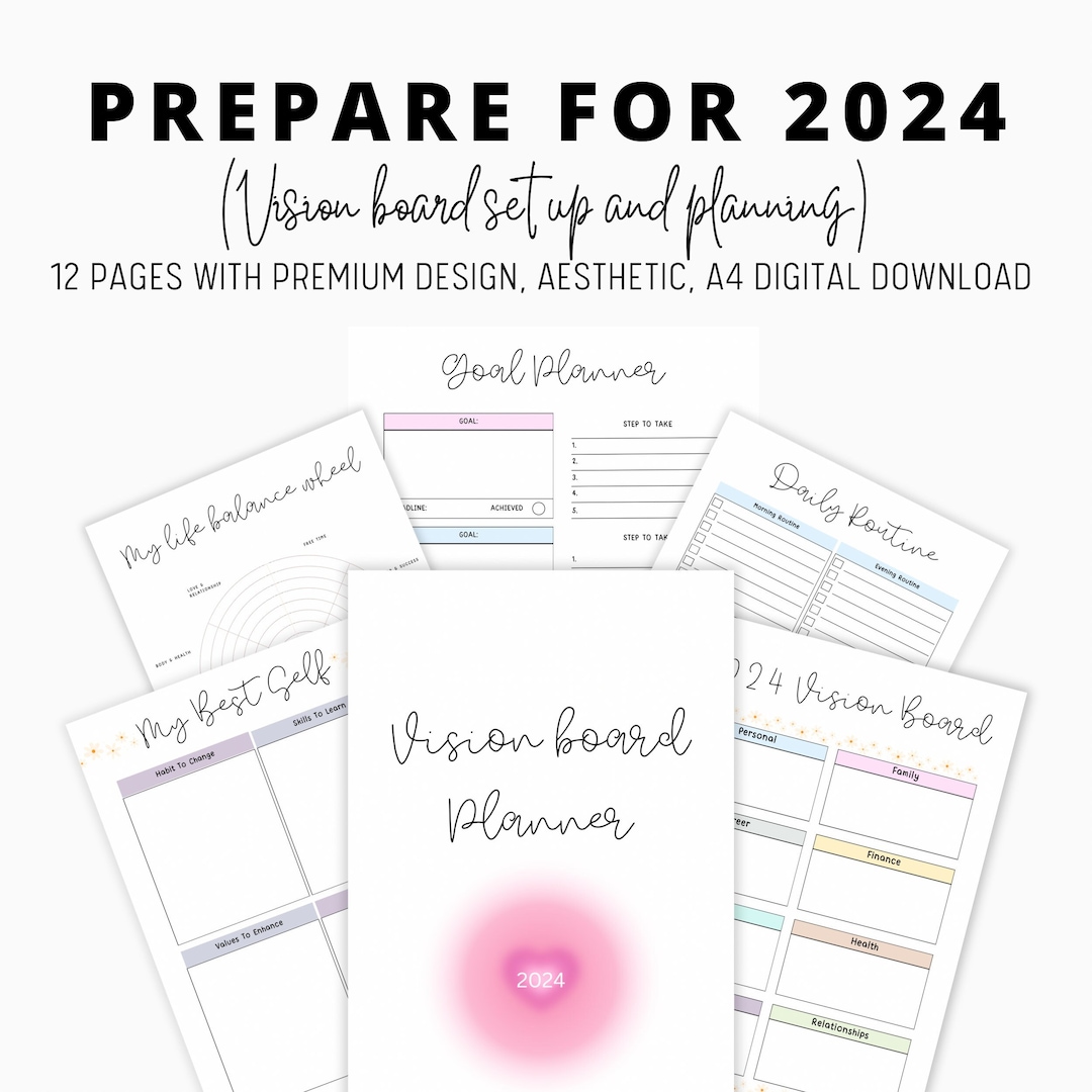 2024 Goals, Printable Vision Board, 2024 Dream Life Plans, Life Reset