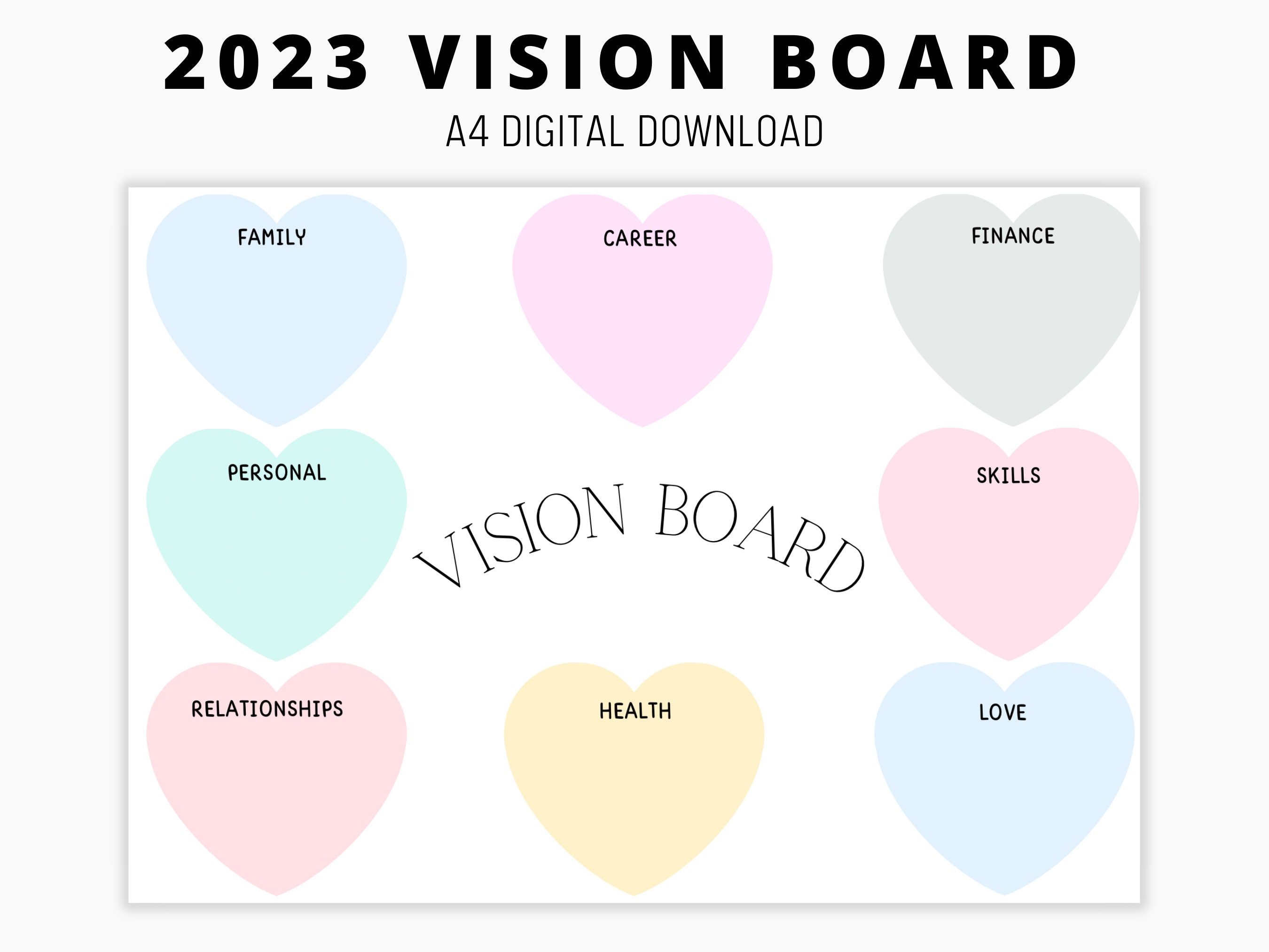 2024 Vision Board Kit Complete Ultimate Bundle Inspirational Dream Board  Motivational Mood Board Positive Goal Board Pink Color Printable