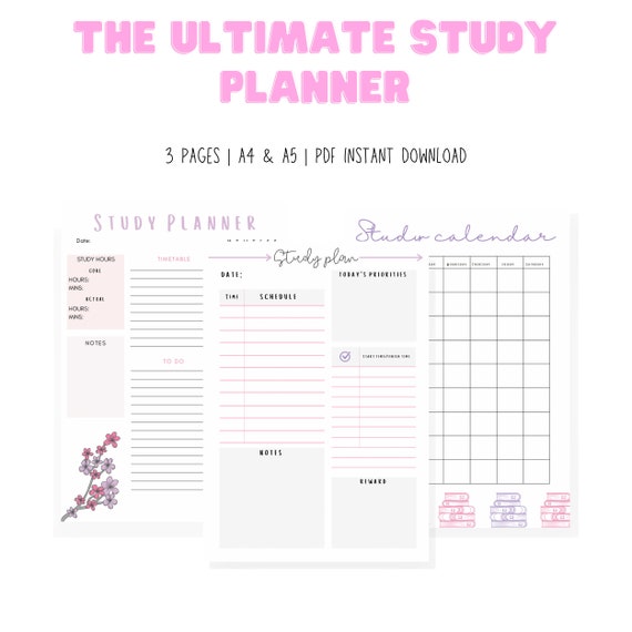 Study Plan, Study Planner, Study Planner Templates, Study Schedule, 2021 Study  Planner,study Organizer, A4 and A5 PDF INSTANT DOWNLOAD - Etsy