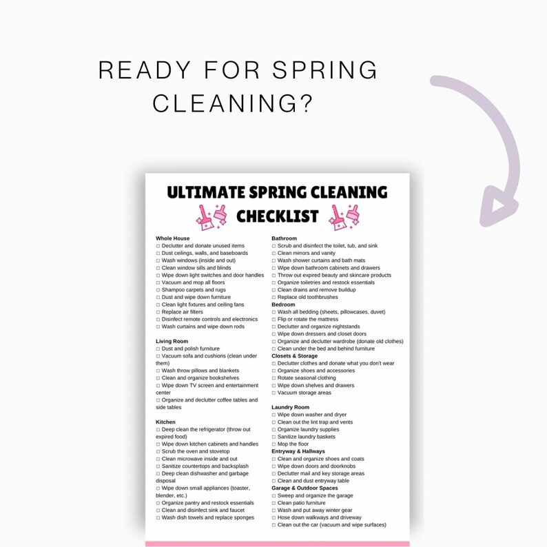 Spring Cleaning Checklist, Home Deep Cleaning Routine, Spring Cleaning ...