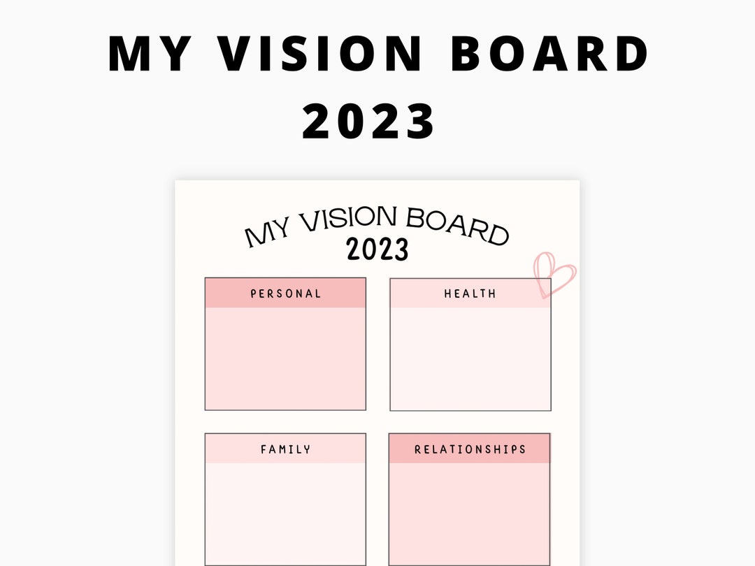 Vision Board Printable, Vision Board Template, New Year Goals, Goal ...