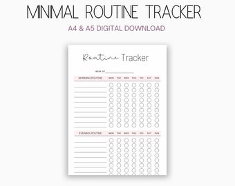 Daily routine printable, daily routine tracker, morning routine planner, evening routine tracker, chores tracker, daily chores planner