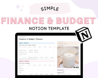 Notion finance template, personal finance, notion budget, money tracker, notion savings and spending tracker, finance notion for beginners