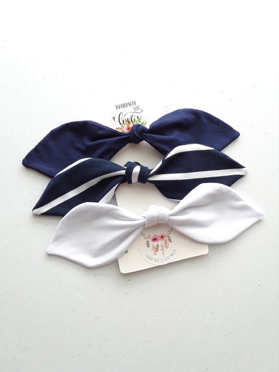 Buy 2 Get 1 Free Blue White Hair Tie Ponytail Bow Women | Etsy
