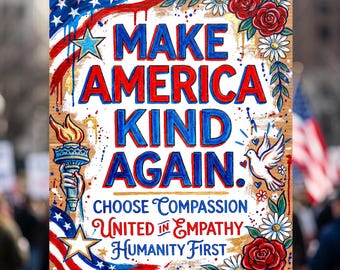 Make America Kind Again No Kings Protest Signs Rally Printable Poster (Digital Download)