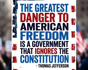 The Greatest Danger To Freedom Protest Signs, No Kings Constitution Poster (Digital Download)