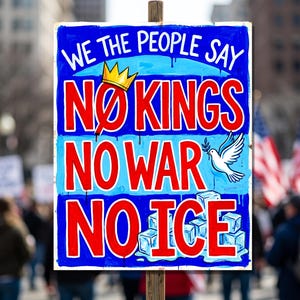 Anti War Sign: We the People No Kings Protest Signs March 28 2026 (Digital Download)